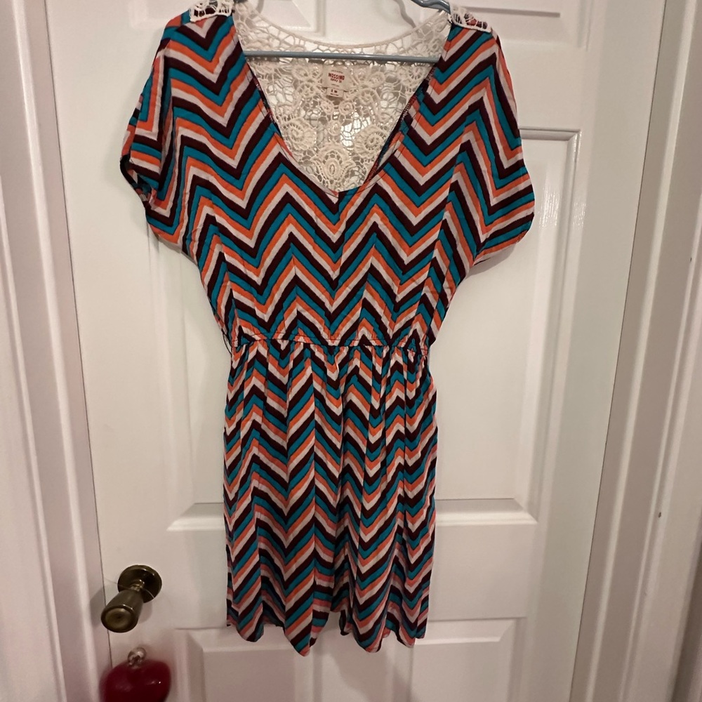 Mossimo Supply Co. Asymmetrical Chevron Dress - Pink, Blue, Black